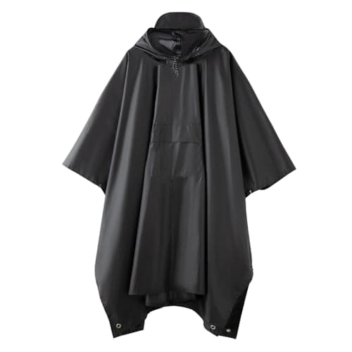 Multi functional cape hooded raincoat suitable for outdoor camping and hiking, suitable for both men and women(US, Alpha, One Size, Regular, Regular, black)