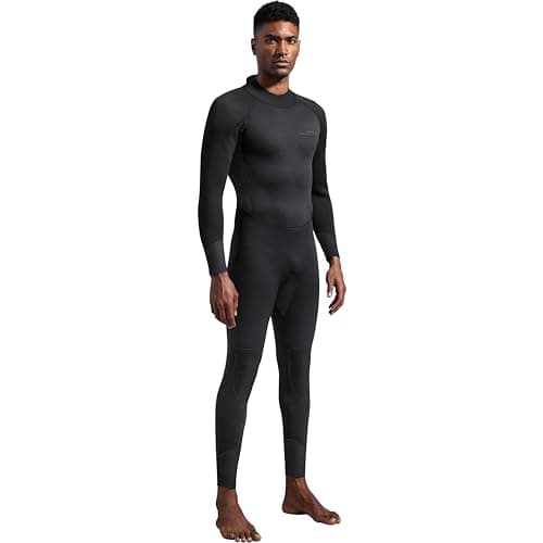 Dark Lightning Full Body Wetsuits for Men, Men's Wet Suit for Cold Water Swimming, Diving Surfing Snorkeling Kayaking Triathlon Wetsuit, Black,3/2mm,XL
