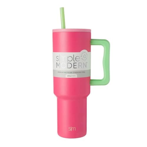Simple Modern 40 oz Trek Tumbler with Handle and Straw Lid | Cup Holder Friendly Insulated Stainless Steel Travel Mug | Watermelon Splash