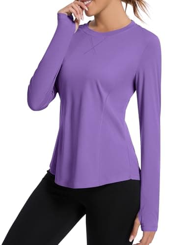 Avoogue Womens Rashguard Long Sleeve UPF 50+ UV Shirts Quick Dry Lightweight Workout Fishing Swimming Tops(Purple,XXL)