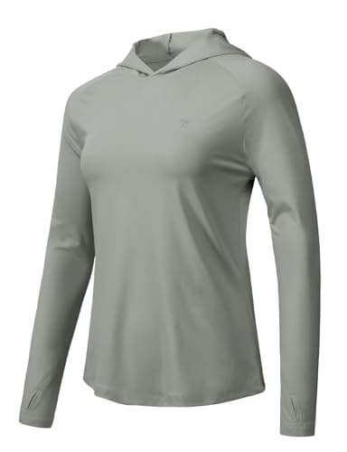 TBMPOY Womens Long Sleeve Hoodie UPF 50+ Sun Protection Shirt Fishing Hiking Outdoor UV Shirt Lightweight Grey M