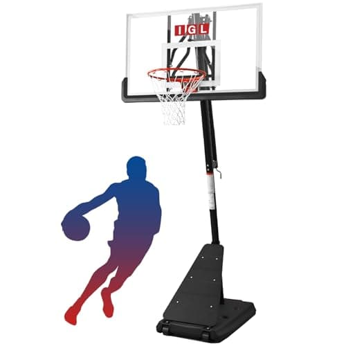 IGL Basketball Hoop Outdoor with 52 Inch Shatterproof Backboard, 10FT Height Portable Basketball Hoop Outdoor, Adjustable Basketball Goal System (Black)