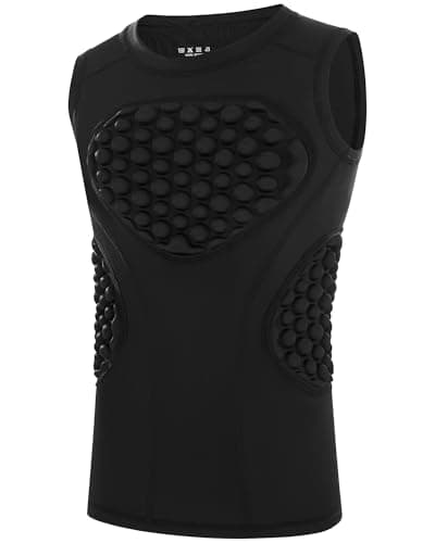 Runhit Youth Boys Baseball Heart Guard Padded Compression Shirt Quick Dry Rib Sternum Chest Protector for Softball Football Lacrosse Black L