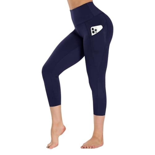 GAYHAY High Waist Yoga Pants with Pockets, Leggings for Women Tummy Control Compression Workout Leggings for Women Navy Blue