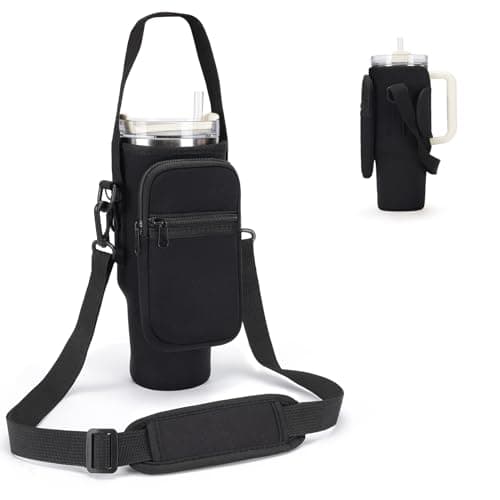 GOEWY Water Bottle Carrier Bag for Stanley 40 oz Tumbler with Phone Pocket Neoprene Water Bottle Holder with Shoulder & Handheld Strap Stanley Cup Accessories