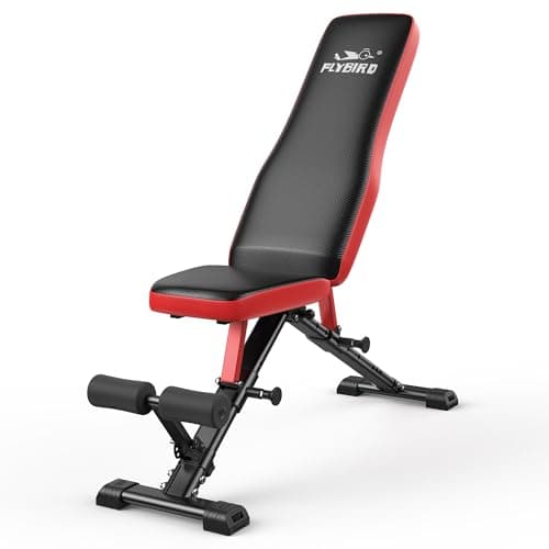 FLYBIRD WB6 Adjustable Weight Bench for Home Gym, 880LBS Utility Workout Bench with 8 Backrests, Foldable Incline Decline Flat Bench for Full Body Fitness Dumbbell Exercise