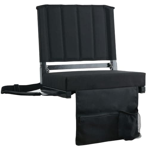 SPORT BEATS Stadium Seats with Back Support Bleacher Chairs with Back and Cushion Thick Padded Bleacher Seats Includes Shoulder Strap Black 2pcs Standard