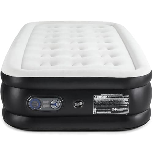 Sweetcrispy Weight Capacity 660 lbs Air Bed, Double Height, Non-Slip Bottom Design, Twin Air Mattress - 18" Inflatable Blow Up Airbed with Built-in High Capacity Pump for Home or Camping