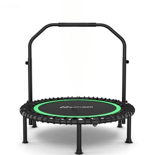 ANCHEER Rebounder Trampoline 40"/48" Bungee Rebounder with 4-Level Adjustable Handle, Max 400-450 LBS Heavy-Duty Fitness Trampoline, Waterproof UV-Resistant Indoor Outdoor Exercise Trampoline