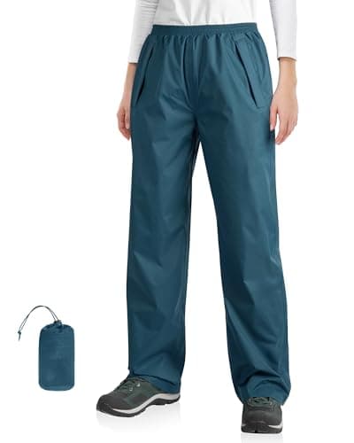 33,000ft Packable Rain Pants for Women Waterproof Pants Lightweight Rain Over Pants Outdoor Windproof Pant for Golf Hiking Ceramic Blue