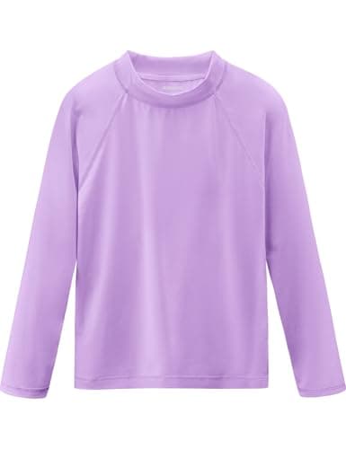 Smarash Girls Swim Shirt Long Sleeve Rash Guard Swimwear UV Rashguard for Kids YouthSun Water Fishing Swimming SPF Shirt Light Purple Light Purple Size 8