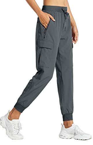 Libin Women's Cargo Joggers Lightweight Quick Dry Hiking Pants Athletic Lounge Casual Travel Petite, Steel Gray L