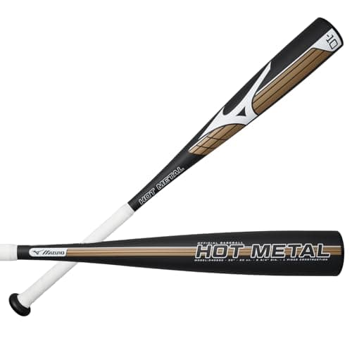 Mizuno Boys HOT Metal - Big Barrel Youth USA Baseball Bat (-5) Baseball Bat, Black-Gold, 29 Inches