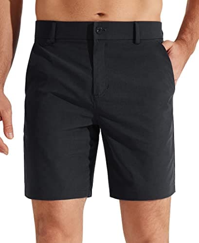 Libin Men's Golf Shorts 7" Work Dress Shorts Casual Flat Front Hybrid Short Lightweight Quick Dry Water Resistant, Black, Size 44