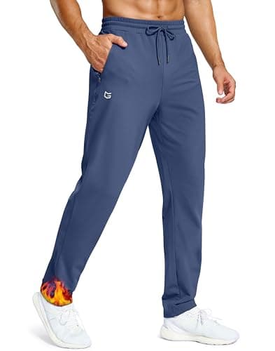 Men's Fleece Lined Winter Pants 32"/34"/36" Inseam Tall Sweatpants with Zipper Pockets Warm Athletic Joggers Men(Blue,36-L)