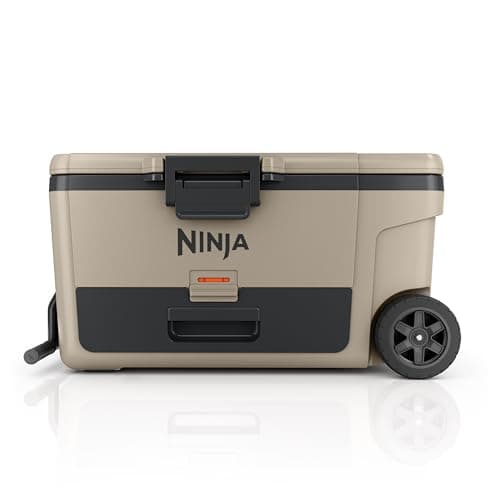 Ninja | Cooler | FrostVault 65QT Cooler with Wheels | Insulated with Temp Dry Storage Drawer | Keeps Ice Cold for Days | for The Beach, Camping, Picnics & More | Birch Beige | FB265CS