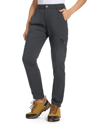 TBMPOY Women's Hiking Cargo Pants Lightweight Water Resistant Quick Dry Fishing Camping Travel Work Pant with 6 Pockets Dark Grey M