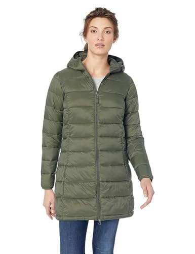 Amazon Essentials Women's Lightweight Water-Resistant Packable Hooded Puffer Coat (Available in Plus Size), Dark Olive, X-Large