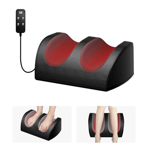 LINGTENG Foot Massager with Heat and Foot Massage, Electric Foot Massager with Cord Remote Control, Birthday Gifts for Mom and Dad (Black - Corded Electric)