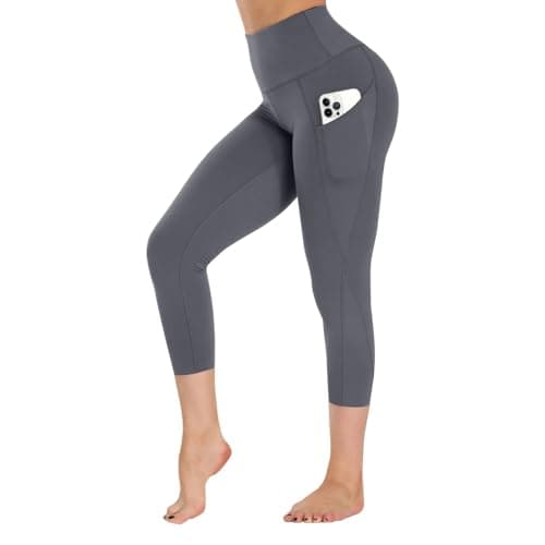 GAYHAY High Waist Yoga Pants with Pockets, Leggings for Women Tummy Control Compression Workout Leggings for Women Dark Grey