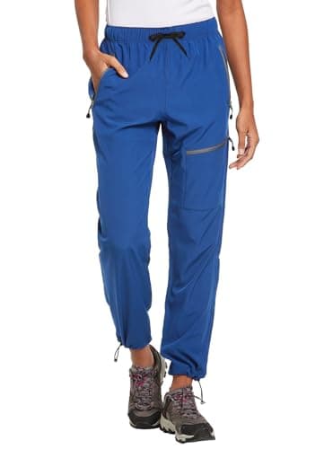 baleaf Travel Pants Women Hiking Long Tall Lightweight Quick Dry Water Resistant Cargo Pants 31'' Bayou Blue Size L