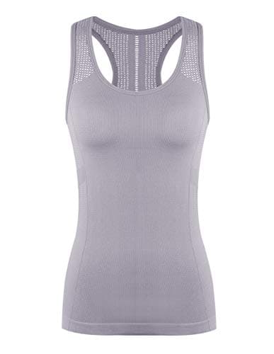 Yoga Tops for Women Cute Workout Tank Tops Activerwear Racerback Laser Cut Tank Running Sports Shirts Grey