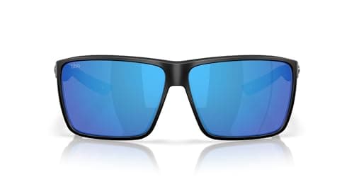 Costa Man Sunglasses Matte Black Frame, Blue Mirror Lenses, 64MM