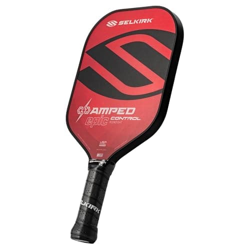 Selkirk Sport Amped Control Pickleball Paddle | Assembled in The USA | Next-Gen FiberFlex+ Face & Ultra Durable Spin Coating | 16mm X5 Core for Unrivaled Precision & Control | Epic Midweight Red