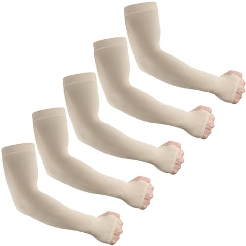 LUOLIIL VOE 5 Pairs UV Sun Protection Arm Sleeves - Tattoo Cover Up - Sleeves to Cover Arms for Men Women for Basketball Golf Football