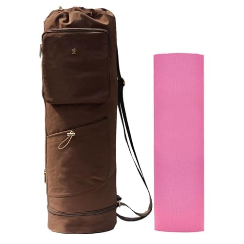 ESVAN Yoga Mat Bag with Multi Pockets Drawstring Yoga Mat Carrier Pilates Exercise Multi-Functional Storage Bag