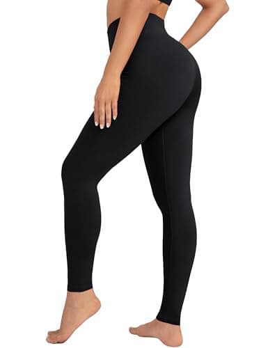 VALANDY Creamlush High Waisted Leggings for Women Stretch Tummy Control Athletic Workout Running Yoga Pants Black Plus Size