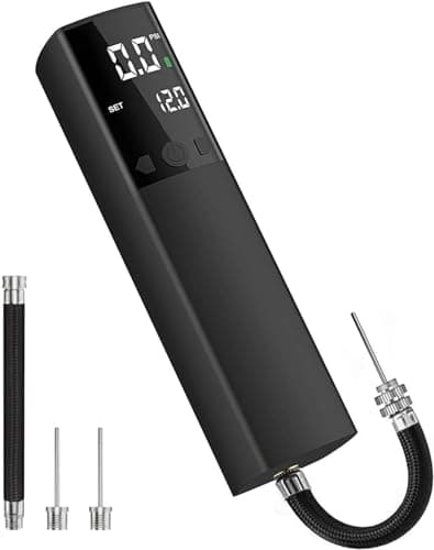 Pumteck Electric Ball Pump, Smart Air Pump Portable Fast Ball Inflation with Precise Pressure Gauge and Digital LCD Display for Football Basketball Volleyball Football (Black)