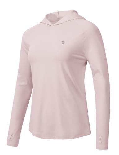 TBMPOY Womens Long Sleeve Hoodie UPF 50+ Sun Protection Shirt Fishing Hiking Outdoor UV Shirt Lightweight Light Pink S