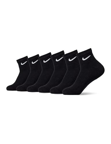 Nike Unisex Everyday Cushioned Training Ankle Socks (6 Pairs), Black/White, Medium