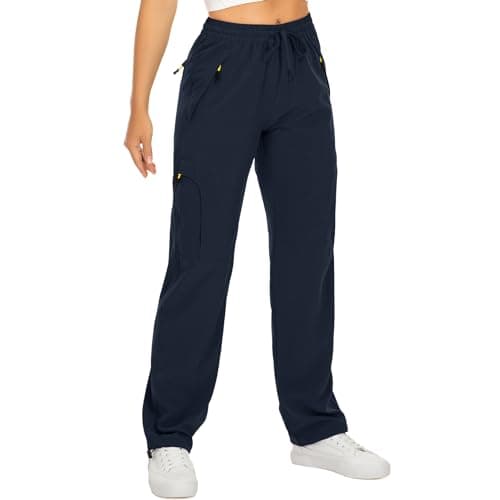 Womens Hiking Pants Quick Dry UPF 50 Lightweight Travel Golf Cargo Safari Pants Zipper Pockets,6608,Blue,XX-L