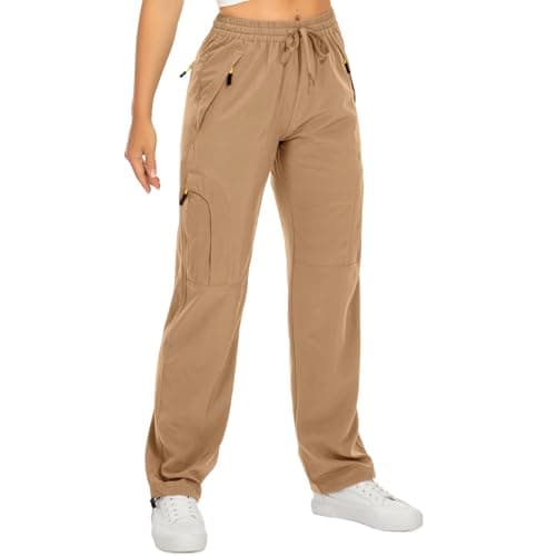 Womens Hiking Pants Sun Protection Quick Dry UPF 50 Lightweight Travel Golf Cargo Safari Pants Zipper Pockets,6608,Dark Khaki,XS