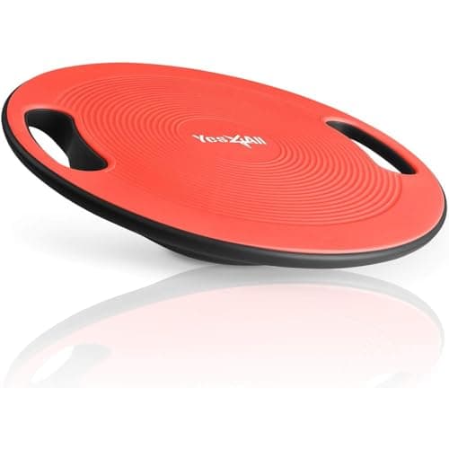 Yes4All Wobble Balance Board, Plastic Stability Trainer with Handles for Standing Desk, Core Training & Home Gym Workout (Red - 15.7” Dia)