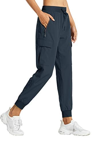 Libin Women's Cargo Joggers Lightweight Quick Dry Hiking Pants Athletic Lounge Casual Travel Petite, Navy XL