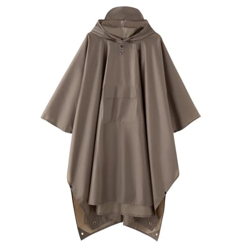 Multi functional cape hooded raincoat suitable for outdoor camping and hiking, suitable for both men and women (US, Alpha, One Size, Regular, Regular, brown)