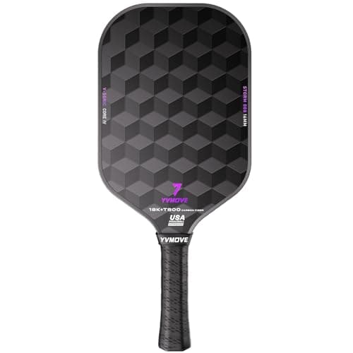 YVmove Pickleball Paddle with 18K T800 Raw Carbon Fiber Surface & 16mm V-Sonic IV Power Core, Premium Pickle Ball Racket Designed for Increased Power & Ultimate Spin, USAPA Approved
