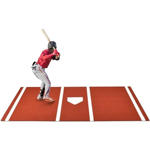 Shopsource Baseball Batting Mat, 12 x 6 FT Softball Hitting Mat, Upgraded Anti-Slip Matt with Stitched Embroidery Turf, Softball Baseball Training Matt with Home Plate Batters Box for Indoor Outdoor