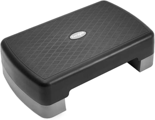 Yes4All Aerobic Exercise Step Platform, Adjustable Height with Removable Risers for Cardio and Strength Training, Workout Stepper for Home Gym (Grey, Small Size)