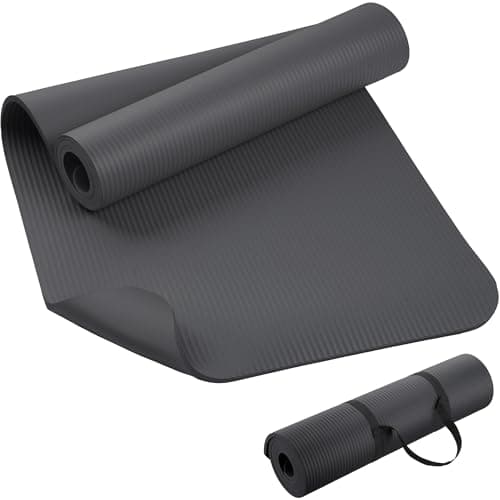 KEEP Extra Thick NBR Yoga Mat for Women & Men, 10mm Thick, 72”x24” Large Exercise Mat with Non-Slip Workout Mat for Yoga, Pilates, Stretching, Meditation – Wide & Cushioned Fitness Mat, Grey
