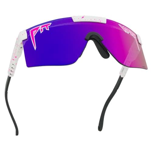 Pit Viper Sunglasses I The Original 2.0 I Regular Fit I HDPV Polarized Lens, Indestructible Frame I Turbo Adjustable for Perfect Fit I Micro Fiber Bag & Retainer Straps I Pink-Purple Lens, White Frame