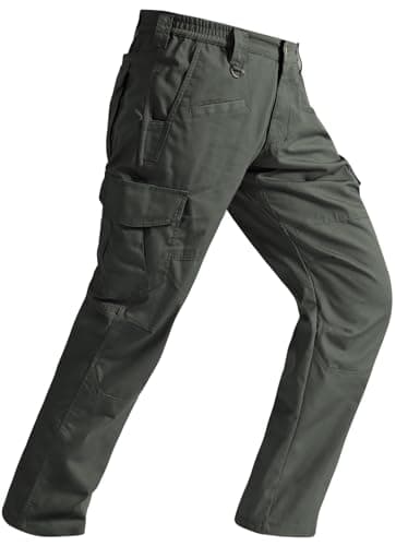 SPOSULEI Cargo Pants for Mens Lightweight Work Tactical Pants Breathable Outdoor Relaxed Fit Comfy Utility Hiking Fishing Pants with Multiple Pockets Army Green 32Wx34L