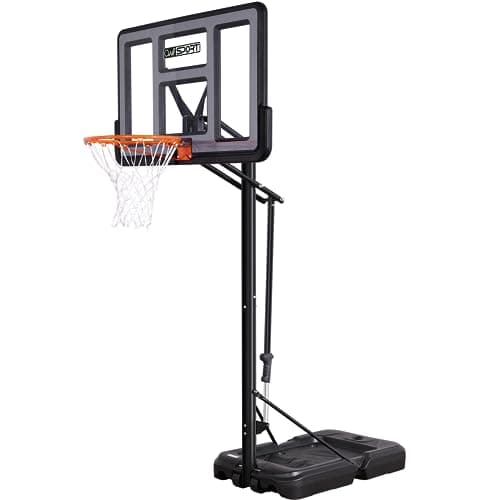 AWII SPORT Basketball Hoop Outdoor Protable 40/44/48 Inch Impact Backboard, 4.8-10FT Height Adjustable Basketball Hoop Goal System with Wheels for Adults