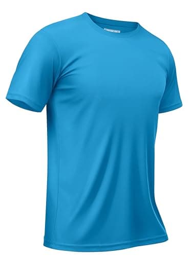 TACVASEN Mens Workout Shirts Short Sleeve for Men Dry Fit Workout Moisture Wicking Tops for Men Rash Guard Swim Shirts Quick Dry Blue L