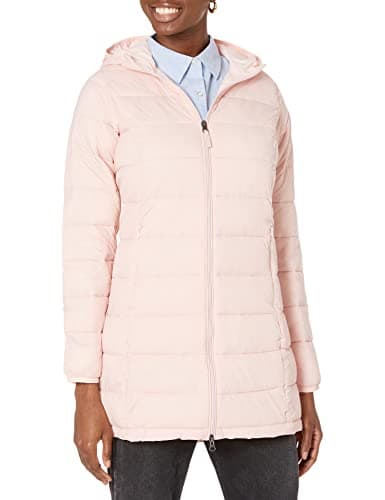 Amazon Essentials Women's Lightweight Water-Resistant Packable Hooded Puffer Coat (Available in Plus Size), Rose, X-Large