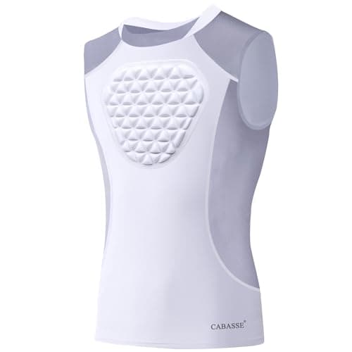 Cabasse Youth Chest Protector, Heart-Guard/Sternum Protection Shirt for Baseball, Football, T Ball, Lacrosse & Goalies (Small, White Grey)