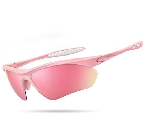 Lamicall 22g Polarized Sports Sunglasses for Men Women - Lightweight UV400 Protection Sun Glasses for Running Cycling Baseball Fishing Golf Driving, Pink